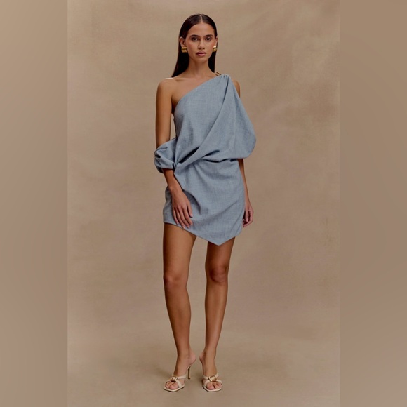 Meshki One-Shoulder Light Blue Dress - Picture 1 of 8